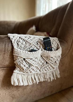 Макраме органайзер для пультов, гаджетов, книг и т.д.