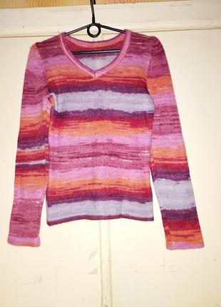 Малиновий светр із вовни під сорочку вовняний светр теплий смугастий светр.