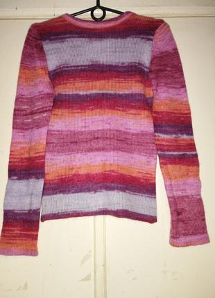 Малиновый свитер из шерсти под рубашку шерстяной свитер теплый полосатый свитер.5 фото