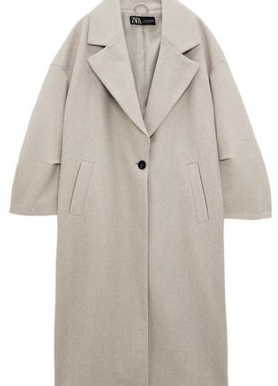 Пальто oversized beige coat zara 3046/315
