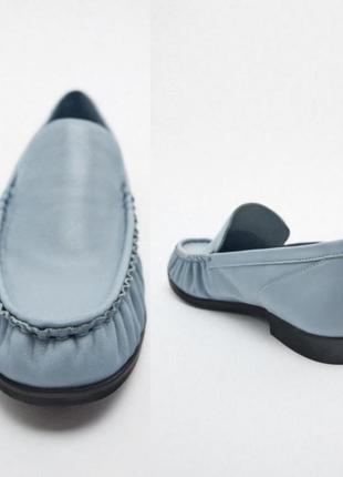Женские мокасины zara лоферы с натуральной кожи zara голубые женские лоферы голубые мокасины