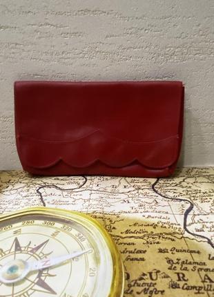 Шкіряний червоний клатч гаманець