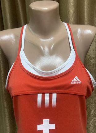 Майка топ adidas размер 10/ m цвет  красно-белый4 фото