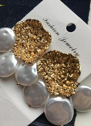 Сережки біжутерія із перлинами стильні fashion jewellery3 фото