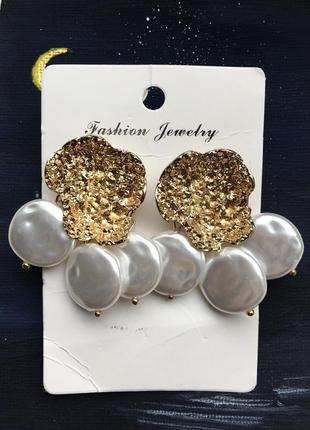 Сережки біжутерія із перлинами стильні fashion jewellery4 фото