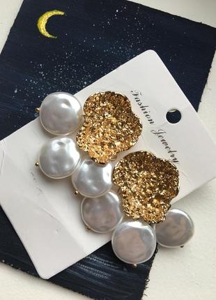 Сережки біжутерія із перлинами стильні fashion jewellery2 фото