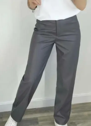 Прямые кожаные брюки женские норма и батал  3 цвета 5211фг1 фото
