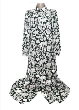 Роскошное платье рубашка макси shein принт цветы