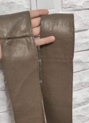 Пояс кушак на талию светло коричневый хаки на завязку женский кожаный pu8 фото