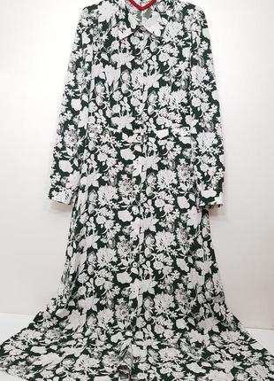 Роскошное платье рубашка макси shein принт цветы7 фото