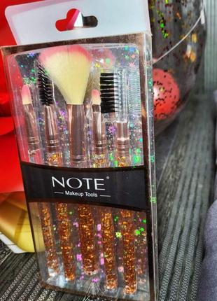 Набір пензлів для макіяжу (5 шт) note makeup tools (золоті)