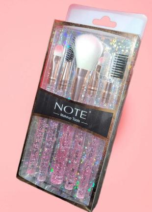 Набір пензлів для макіяжу (5 шт.) note makeup tools (рожеві)