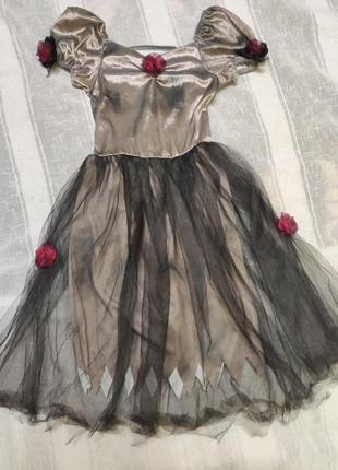 Карнавальное платье на хелловин ведьмочка на 6-8роков