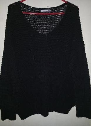 Стильный,чёрный свитер-джемпер,крупной вязки,большого размера-оверсайз, lager 157