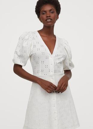 Стильна котонова біла сукня плаття з прошви бренд h&m1 фото