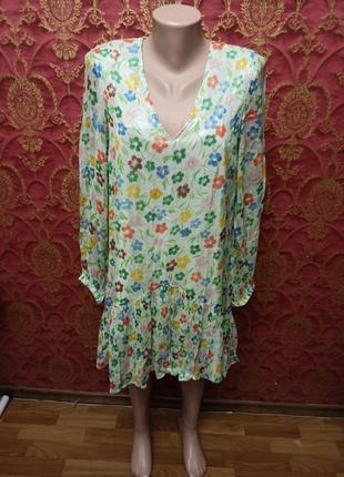 Блискуча квітчаста сукня плаття з віскози з люрексовою ниточкою2 фото