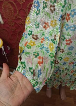 Блискуча квітчаста сукня плаття з віскози з люрексовою ниточкою5 фото