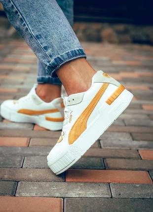 Женские кроссовки puma cali sport white yellow6 фото