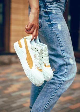 Женские кроссовки puma cali sport white yellow2 фото