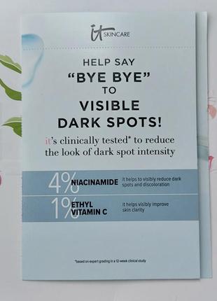 Сироватка для обличчя it cosmetics
bye bye dark spots 4% niacinamide serum