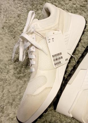 Кроссовки белые h&m mesh white men sneakers мужские1 фото