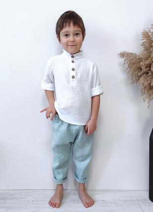 Муслиновая рубашка для мальчика. рубашка детская. одежда на рчок.
