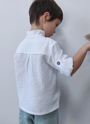 Муслиновая рубашка для мальчика. рубашка детская. одежда на рчок.