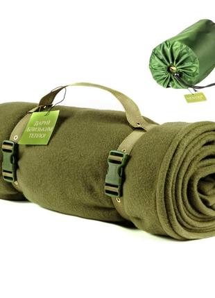 Плед тактичний з флісу nester haki 150*175 хакі з чохлом