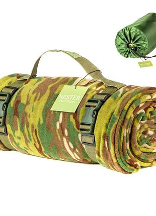 Плед тактичний з флісу nester multicam 150*180 камуфляж з чохлом