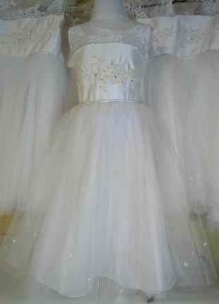 Білосніжна сукня святкова, платтячко нарядне4 фото
