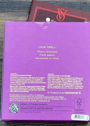 Подарочный набор love spell от victoria’s secret мист лосьон молочко крем виктория сикрет