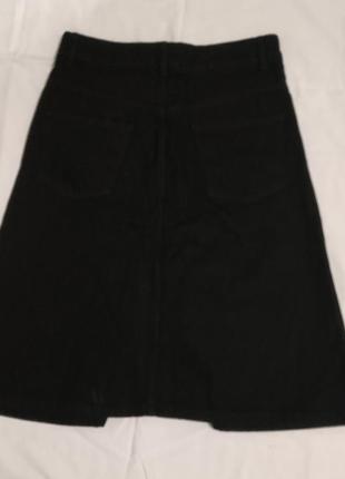 Джинсовая юбка трапеция черного цвета на кнопках5 фото