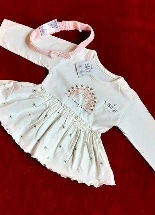 Комплект george англия кофта-платье и афробант на 0-3 месяца