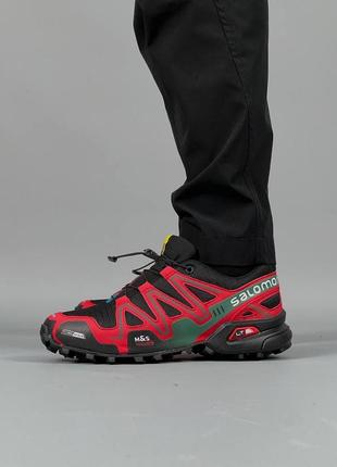 Кроссовки salomon speedcross 3 black red 🔥4 фото