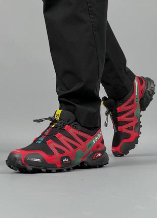 Кроссовки salomon speedcross 3 black red 🔥6 фото