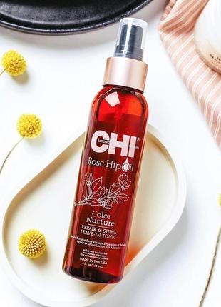 Несмываемый спрей-тоник для восстановления и придания блеска / chi rose hip repair and shine leave-in tonic