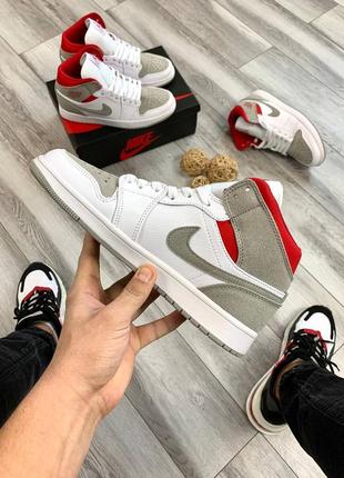 Кросівки nike air jordan 1 white-red4 фото