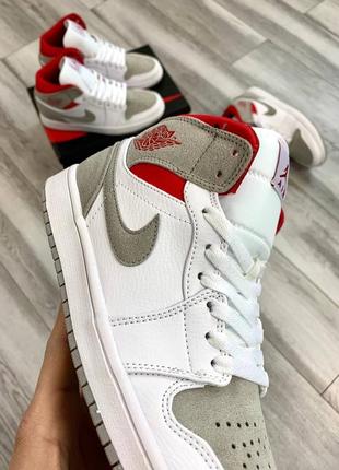 Кросівки nike air jordan 1 white-red6 фото