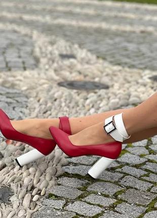 Эксклюзивные туфли лодочки из натуральной итальянской кожи и замша женские на каблуке7 фото