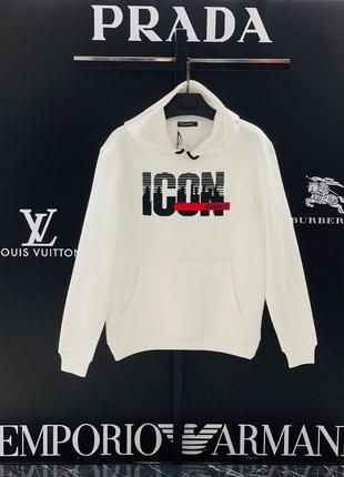 Білі чоловічі худі dsquared / теплі худі на флісі dsquared для чоловіків