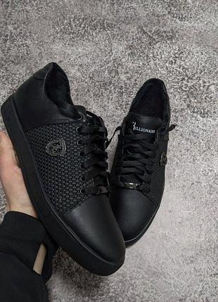 Чоловічі кросівки billionaire / чорні утеплені кросівки для чоловіків