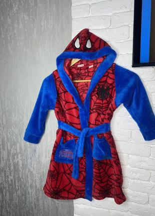 Плюшевый халат на мальчика 4-5 лет 110см спайдер-мен spider man