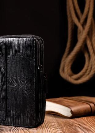 Чоловічий клатч чорний шкіряний