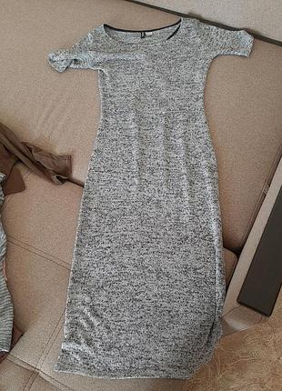 Плаття сіре спинка напівпрозоре міді меланж