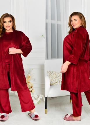 Шикарна тройка піжамка для пишних леді рр 52-66