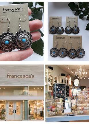Кульчики під срібло американського бренду francesca's оригінал