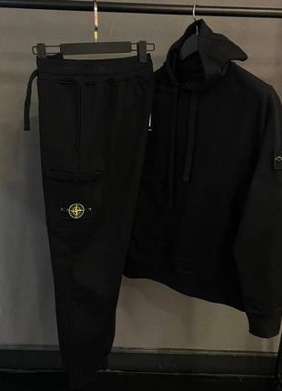 Чорний костюм stone island / якісні костюми стон айленд