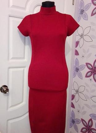 Плотное трикотажное утягивающее платье-футляр бордового цвета, р. s-m.3 фото