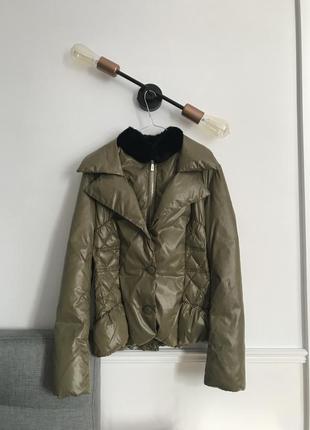 Куртка пуховик versace с норковым воротником1 фото