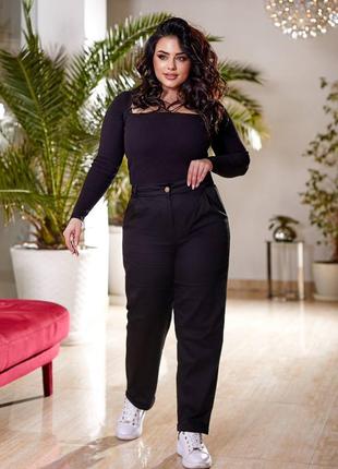 Жіночі брюки штани батал чорні коричневі бордові бавовняні котон